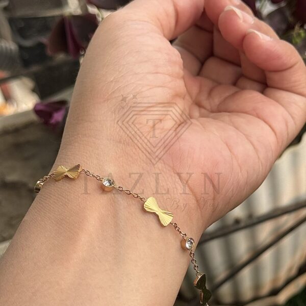 Bow Charm Stone Chain Bracelet