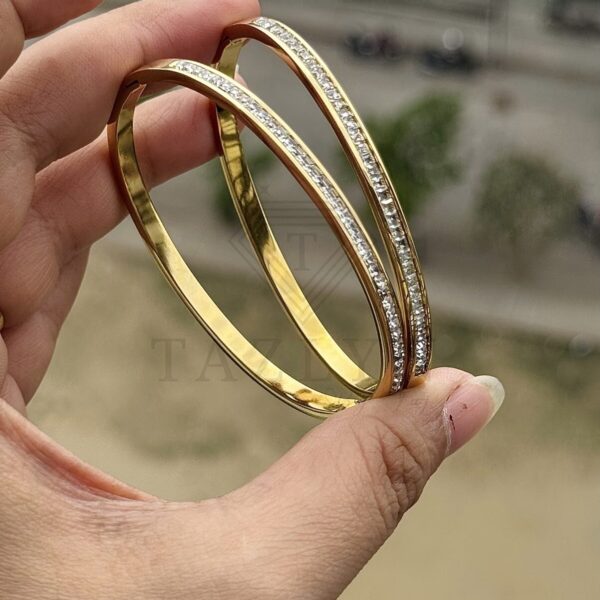 Crystal Inlay Titanium Steel Bangle