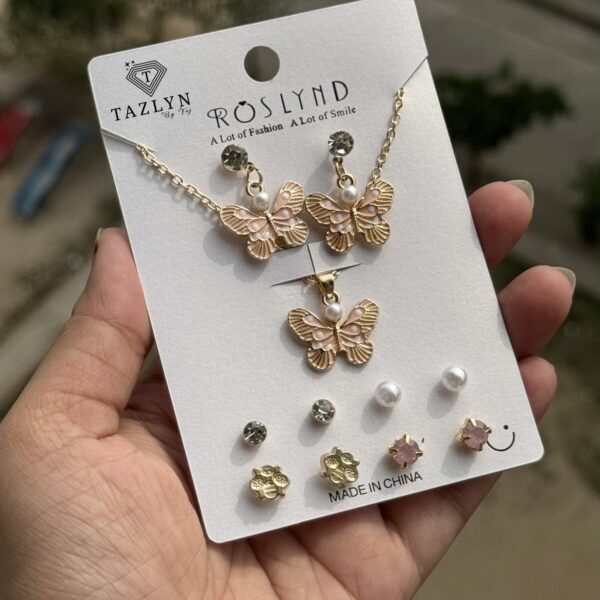 Pearl Butterfly Neckpiece & Earring Set